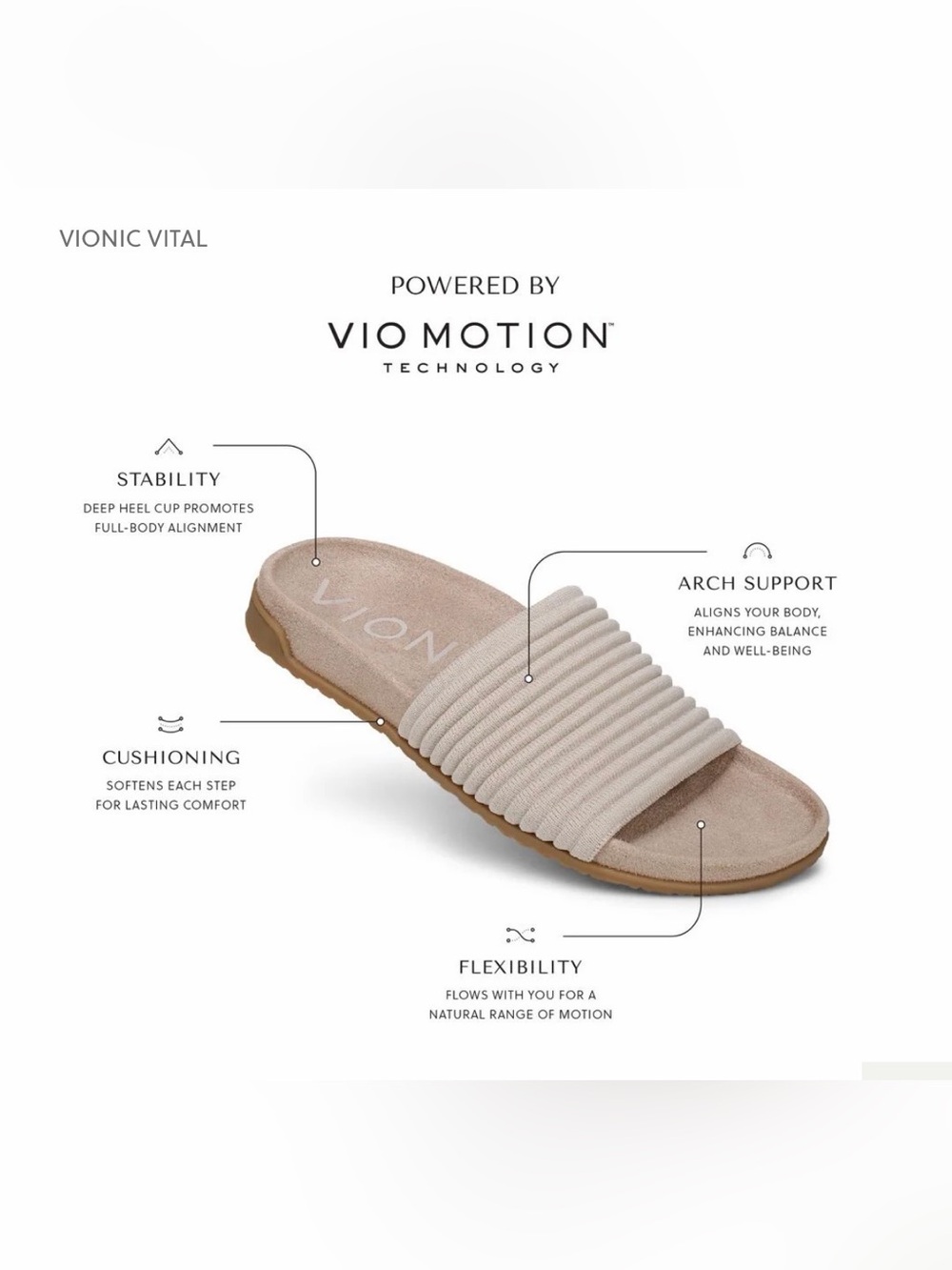 Vionic Evie Knit Slide Sandals 8 wide
